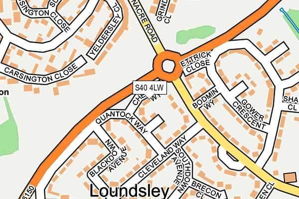 S40 4LW map - OS OpenMap – Local (Ordnance Survey)