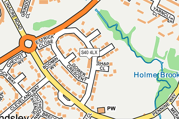 S40 4LX map - OS OpenMap – Local (Ordnance Survey)