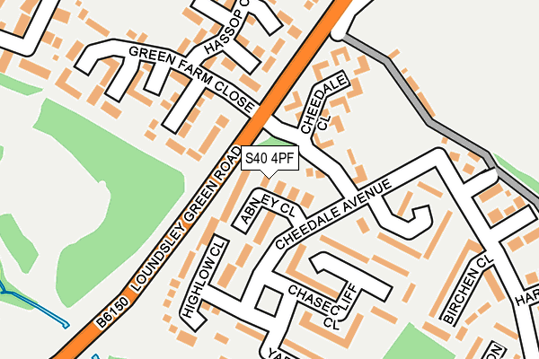 S40 4PF map - OS OpenMap – Local (Ordnance Survey)