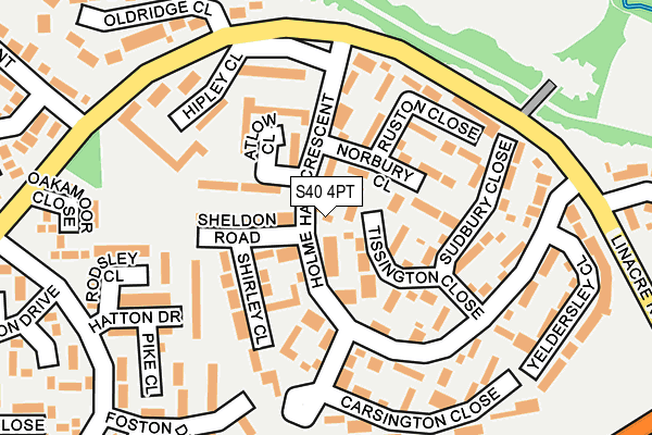 S40 4PT map - OS OpenMap – Local (Ordnance Survey)