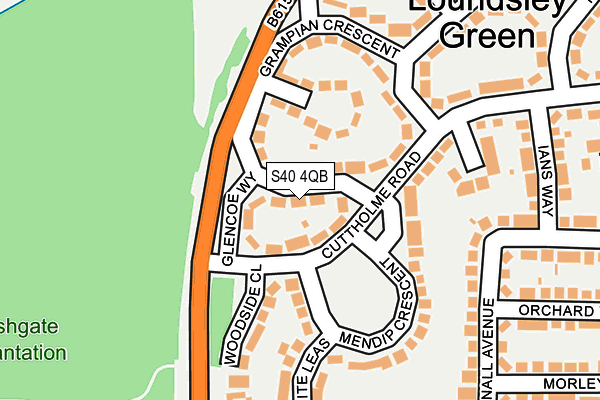S40 4QB map - OS OpenMap – Local (Ordnance Survey)