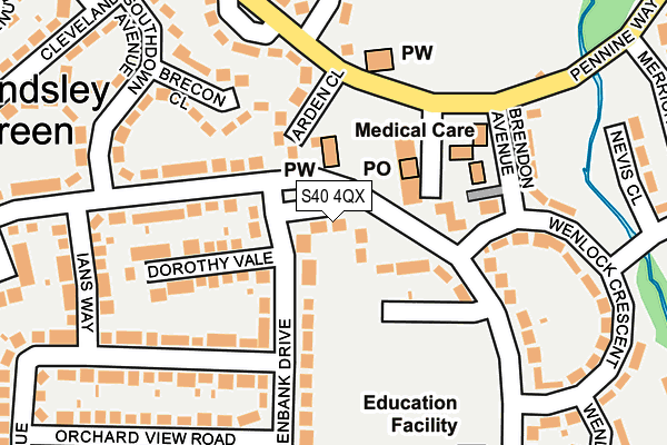 S40 4QX map - OS OpenMap – Local (Ordnance Survey)