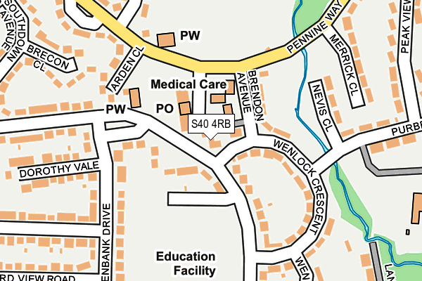 S40 4RB map - OS OpenMap – Local (Ordnance Survey)