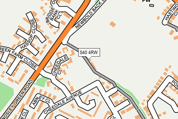 S40 4RW map - OS OpenMap – Local (Ordnance Survey)