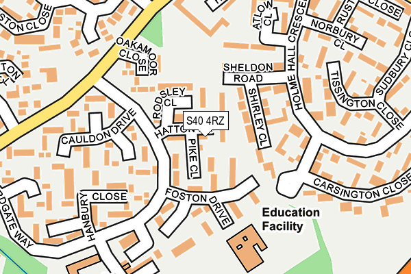 S40 4RZ map - OS OpenMap – Local (Ordnance Survey)