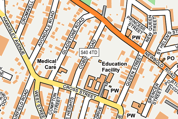 S40 4TD map - OS OpenMap – Local (Ordnance Survey)