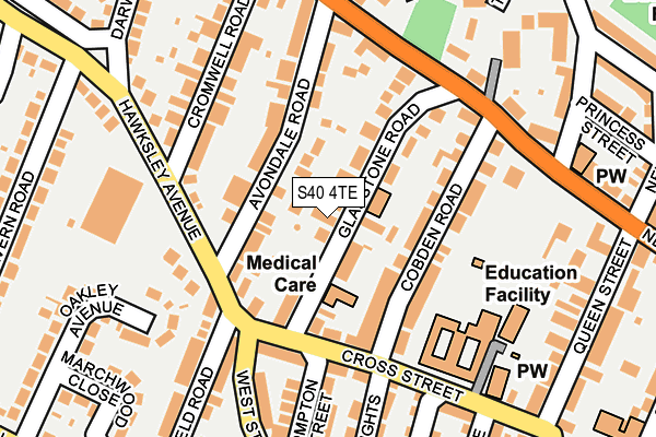 S40 4TE map - OS OpenMap – Local (Ordnance Survey)