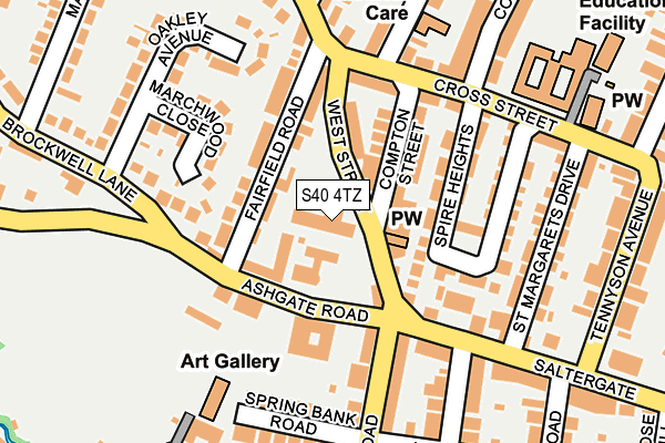 S40 4TZ map - OS OpenMap – Local (Ordnance Survey)