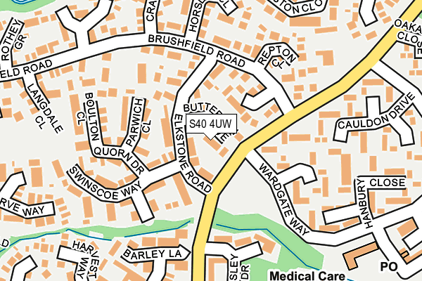 S40 4UW map - OS OpenMap – Local (Ordnance Survey)