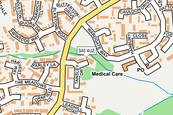 S40 4UZ map - OS OpenMap – Local (Ordnance Survey)