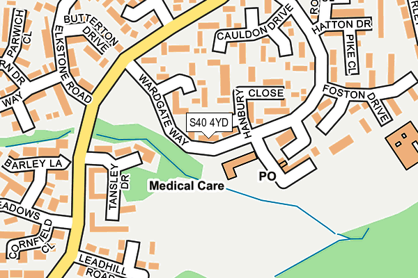S40 4YD map - OS OpenMap – Local (Ordnance Survey)