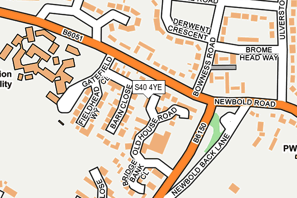 S40 4YE map - OS OpenMap – Local (Ordnance Survey)