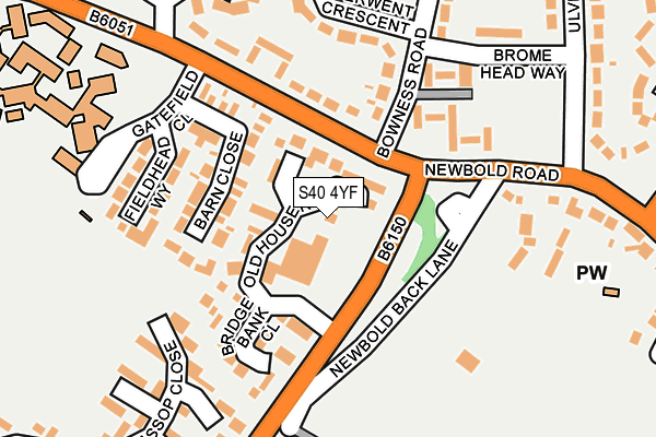 S40 4YF map - OS OpenMap – Local (Ordnance Survey)
