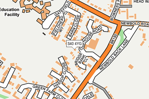 S40 4YG map - OS OpenMap – Local (Ordnance Survey)