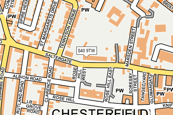 S40 9TW map - OS OpenMap – Local (Ordnance Survey)