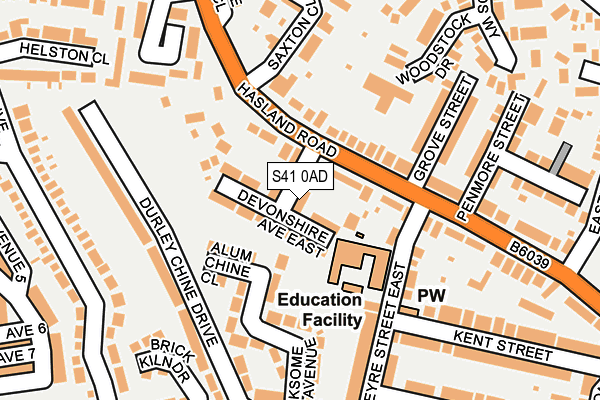 S41 0AD map - OS OpenMap – Local (Ordnance Survey)