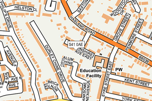 S41 0AE map - OS OpenMap – Local (Ordnance Survey)