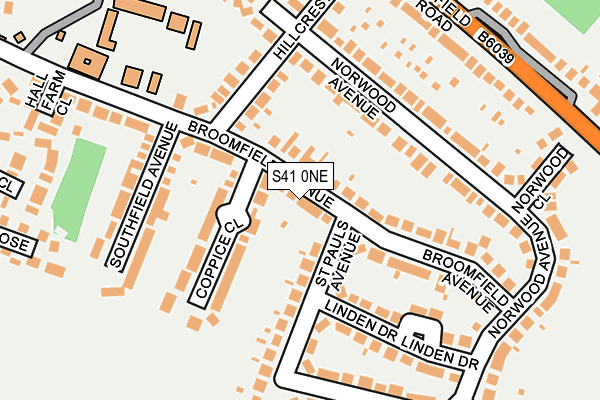 S41 0NE map - OS OpenMap – Local (Ordnance Survey)