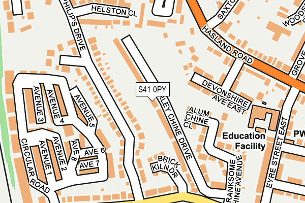 S41 0PY map - OS OpenMap – Local (Ordnance Survey)
