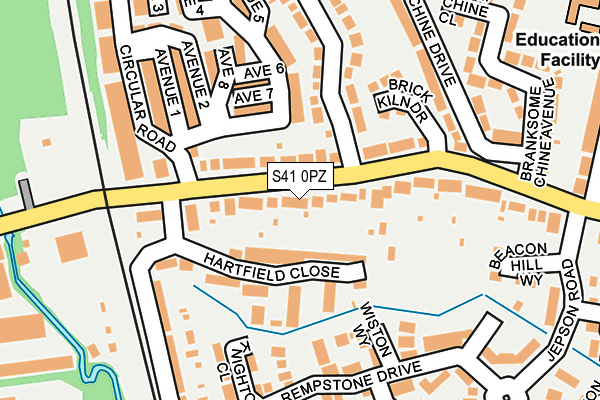 S41 0PZ map - OS OpenMap – Local (Ordnance Survey)