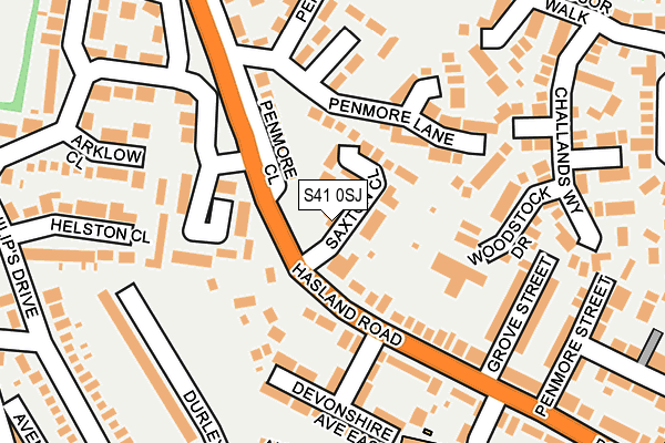 S41 0SJ map - OS OpenMap – Local (Ordnance Survey)