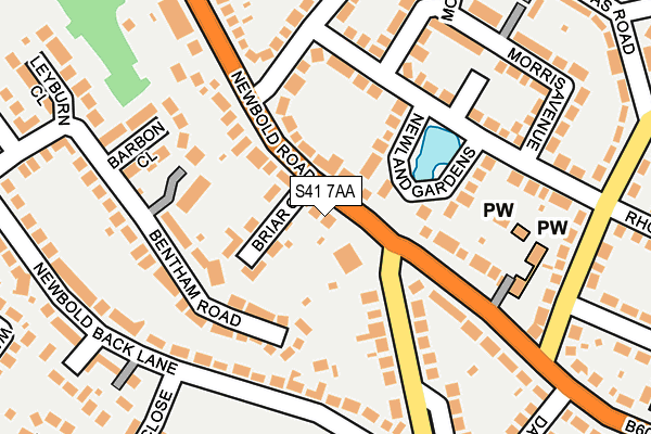 S41 7AA map - OS OpenMap – Local (Ordnance Survey)
