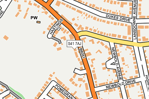 S41 7AJ map - OS OpenMap – Local (Ordnance Survey)