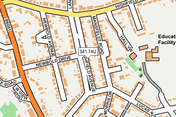 S41 7AU map - OS OpenMap – Local (Ordnance Survey)