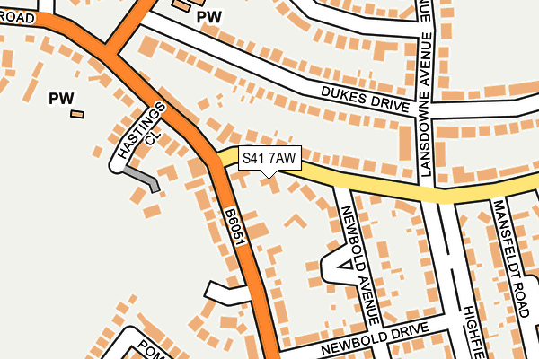 S41 7AW map - OS OpenMap – Local (Ordnance Survey)