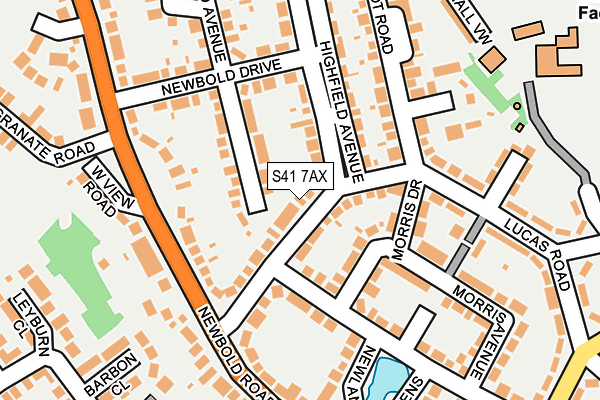 S41 7AX map - OS OpenMap – Local (Ordnance Survey)