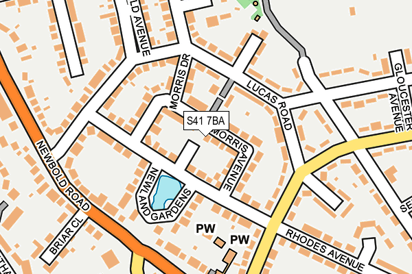 S41 7BA map - OS OpenMap – Local (Ordnance Survey)