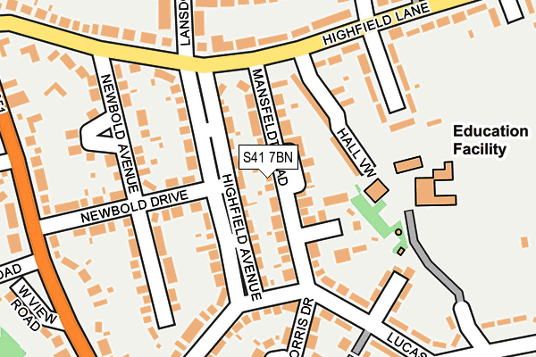 S41 7BN map - OS OpenMap – Local (Ordnance Survey)