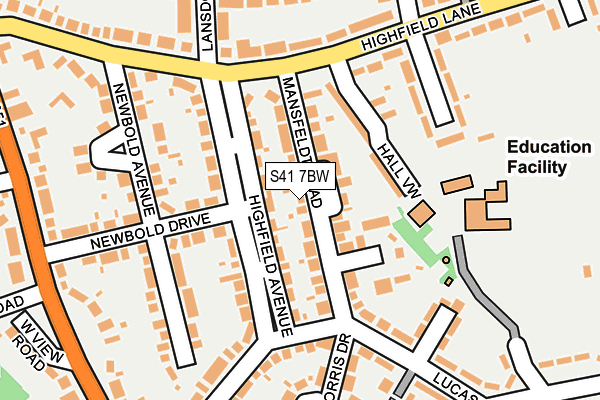 S41 7BW map - OS OpenMap – Local (Ordnance Survey)