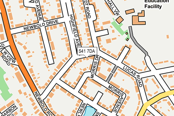 S41 7DA map - OS OpenMap – Local (Ordnance Survey)