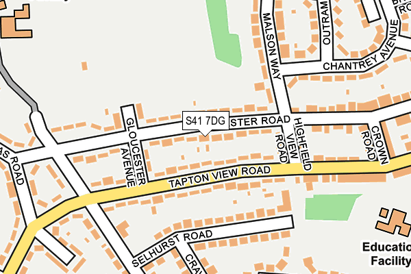 S41 7DG map - OS OpenMap – Local (Ordnance Survey)