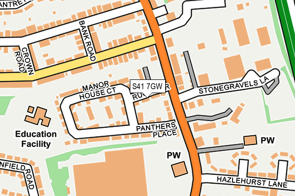 S41 7GW map - OS OpenMap – Local (Ordnance Survey)