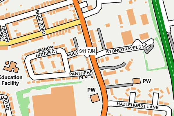 S41 7JN map - OS OpenMap – Local (Ordnance Survey)