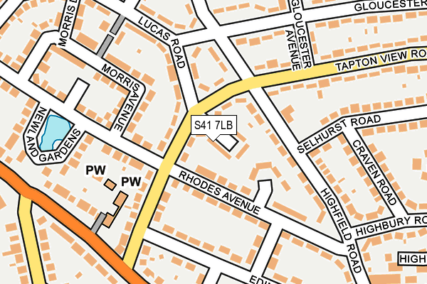 S41 7LB map - OS OpenMap – Local (Ordnance Survey)