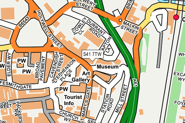 S41 7TW map - OS OpenMap – Local (Ordnance Survey)