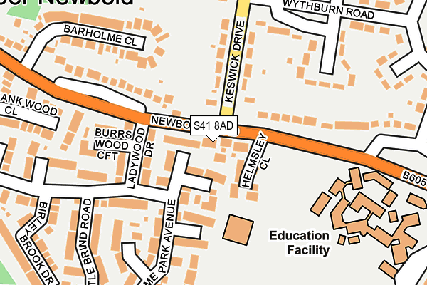 S41 8AD map - OS OpenMap – Local (Ordnance Survey)