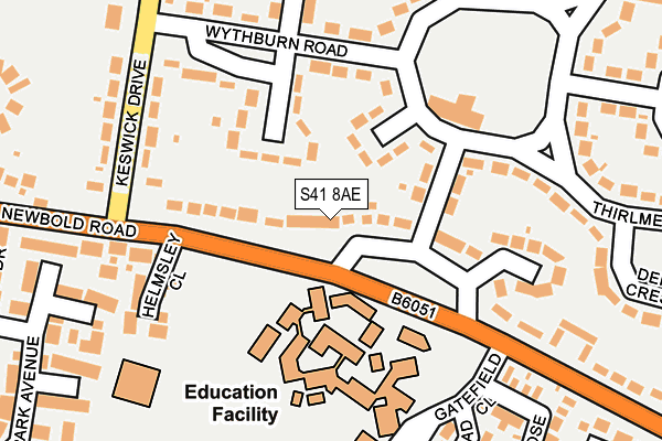 S41 8AE map - OS OpenMap – Local (Ordnance Survey)