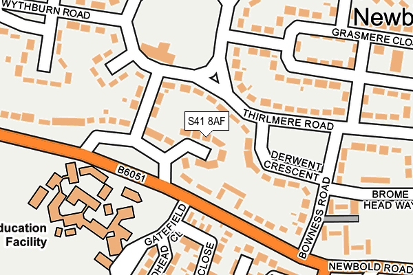 S41 8AF map - OS OpenMap – Local (Ordnance Survey)