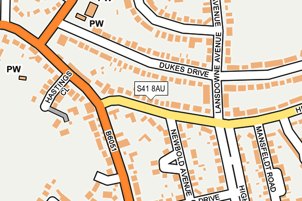 S41 8AU map - OS OpenMap – Local (Ordnance Survey)