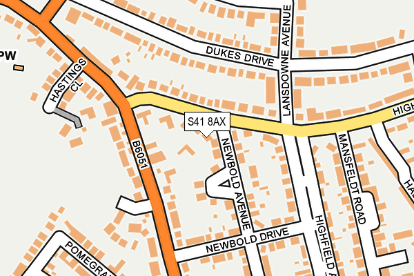 S41 8AX map - OS OpenMap – Local (Ordnance Survey)