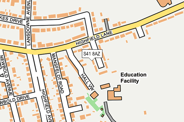 S41 8AZ map - OS OpenMap – Local (Ordnance Survey)