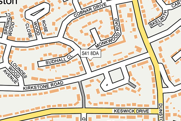 S41 8DA map - OS OpenMap – Local (Ordnance Survey)