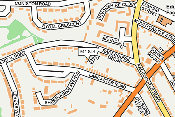S41 8JS map - OS OpenMap – Local (Ordnance Survey)