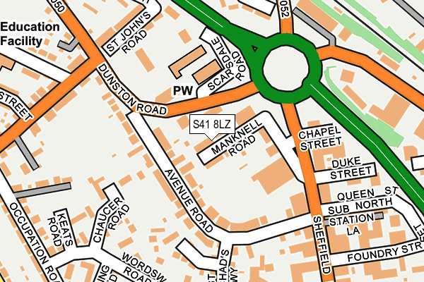 S41 8LZ map - OS OpenMap – Local (Ordnance Survey)