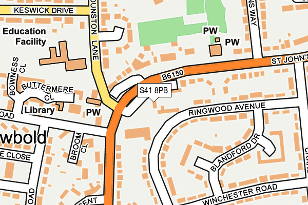 S41 8PB map - OS OpenMap – Local (Ordnance Survey)