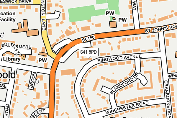 S41 8PD map - OS OpenMap – Local (Ordnance Survey)